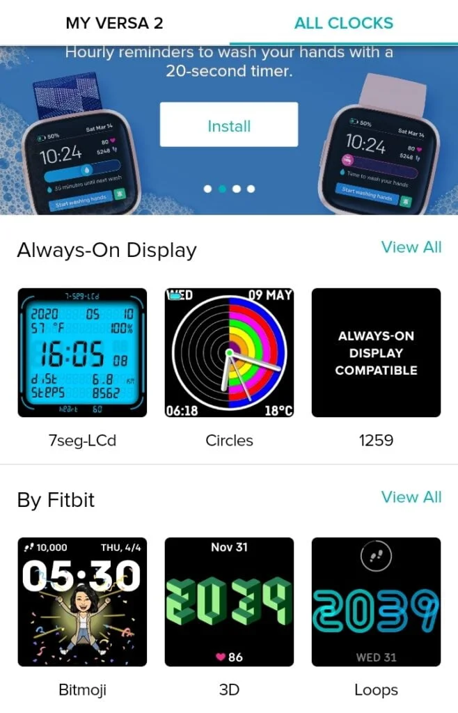 Fitbit versa discount 2 clock faces