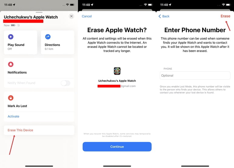 Remove activation lock on Apple Watch using Find My app