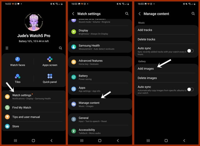 How to add images to Galaxy Watch 5