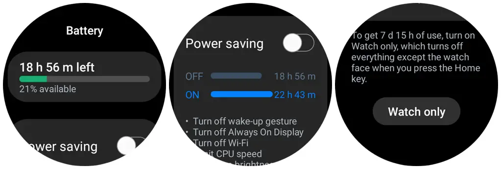 Battery saving mode on Galaxy Watch 5 Pro