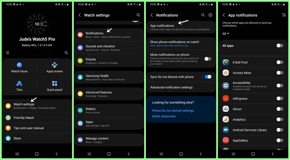 How to enable notifications on Galaxy Watch 5 Pro