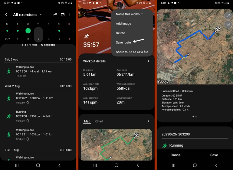 how to import route to Galaxy Watch 5 Pro