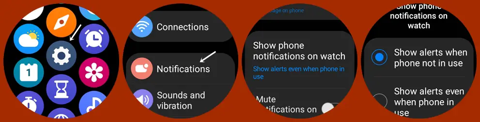 show notifications only when phone is not in use - Galaxy Watch 5 battery saving tips