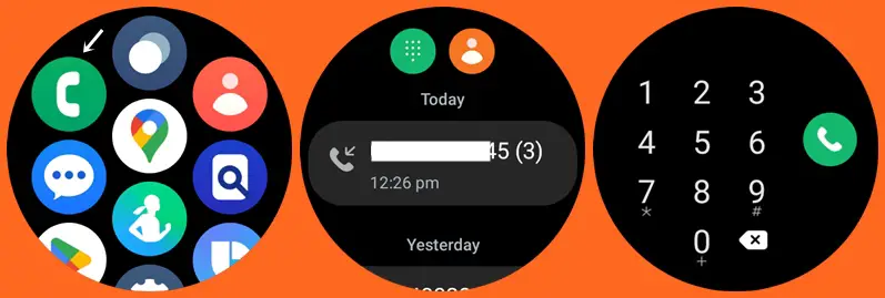 Making and receiving calls on Galaxy Watch 5 - the phone app