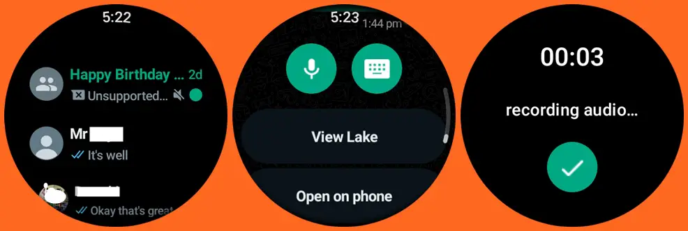 WhatsApp for Wear OS features