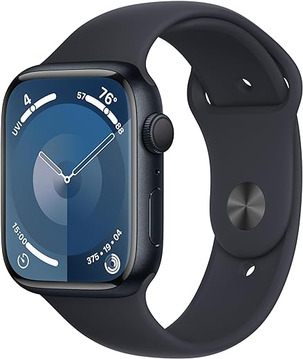 Apple Watch Series 9 [GPS 45mm] Smartwatch with Midnight Aluminum Case with Midnight Sport Band M/L. Fitness Tracker, Blood Oxygen & ECG Apps, Always-On Retina Display
