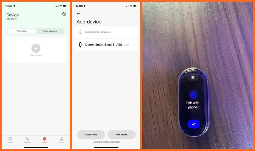 Connect Mi Band 8 to iPhone