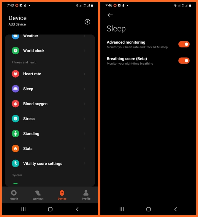 Enable advanced sleep monitoring