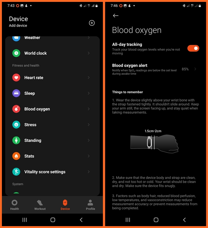 Enable blood oxygen monitoring