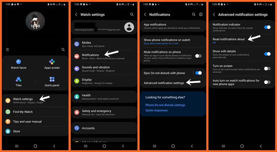 One UI 5.0 Watch - Read notifications aloud