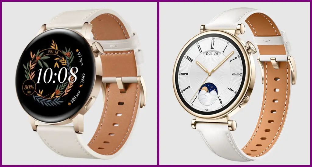 Huawei Watch GT 3 (42mm) (left) and GT 4 (41mm) (right)